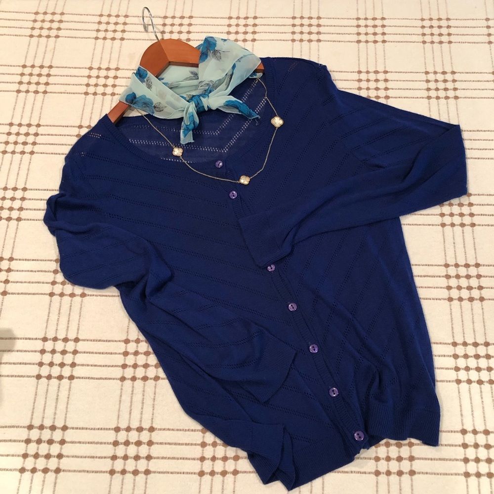Blue Long Sleeve Cardigan by Mudo Collection. S